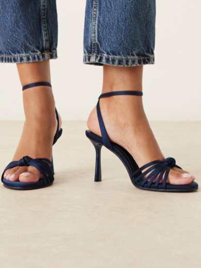 Asos Design Navy Blue Knotted Strappy Heeled Sandals Size 8 — image 2 of 5